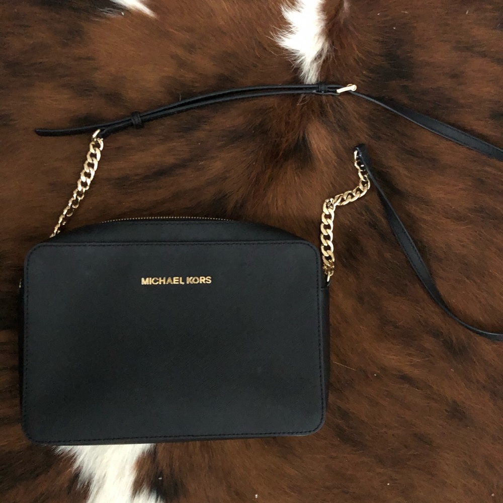 Black Jet Set Large Saffiano Leather Crossbody